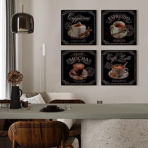 Coffee Canvas Print Wall Art - 4 Panels