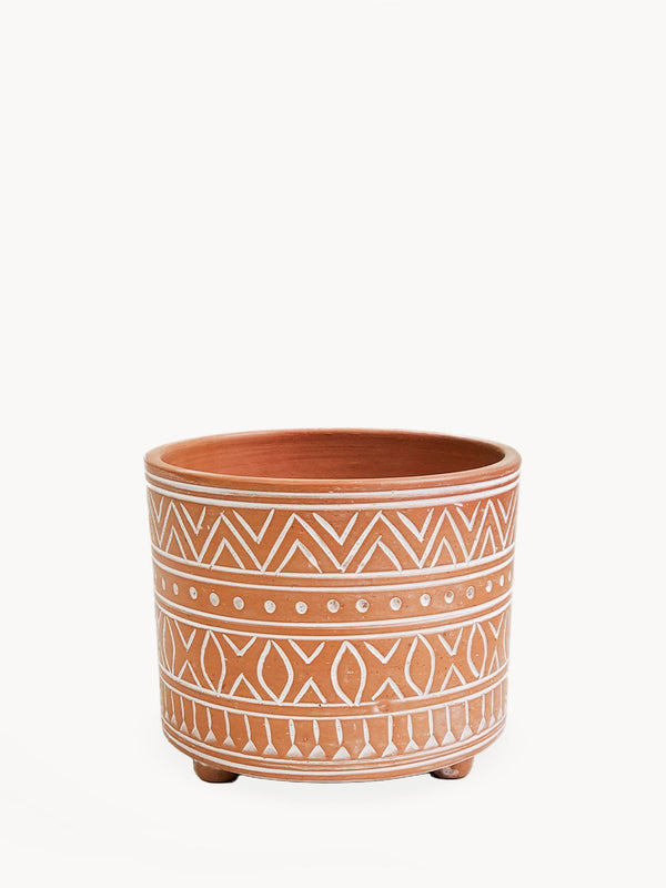 Hand Etched Terracotta Pot (Small)