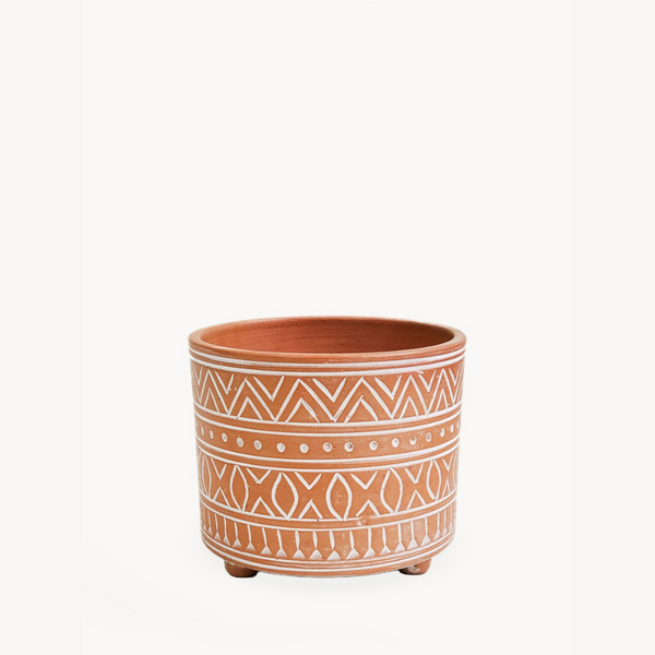 Hand Etched Terracotta Pot (Small)