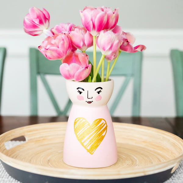Ceramic Face Vase (Love Heart)
