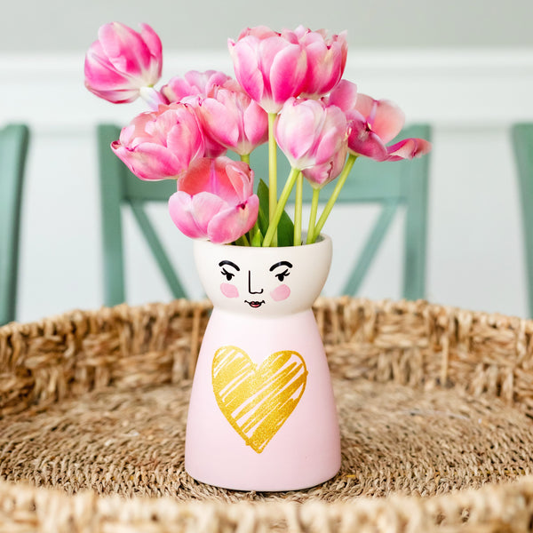 Ceramic Face Vase (Love Heart)