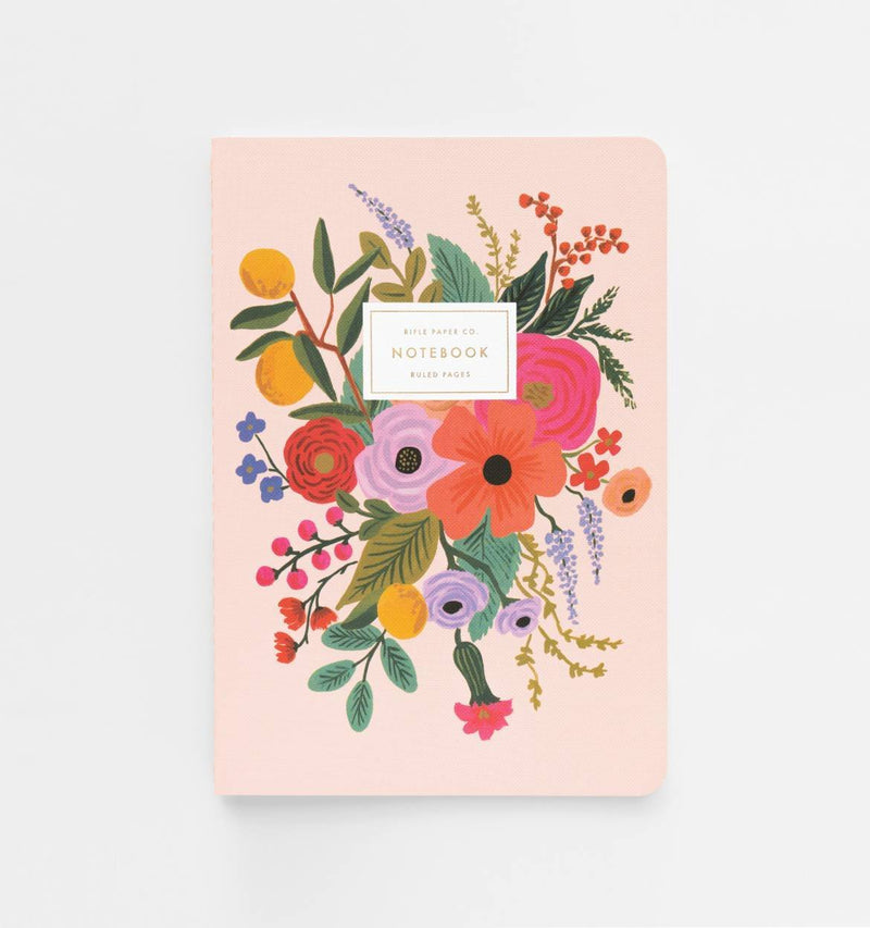 Garden Party Stitched Lined Notebooks, Set of 3