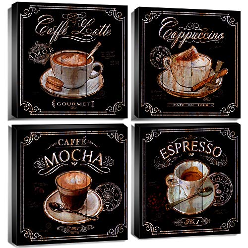 Coffee Canvas Print Wall Art - 4 Panels