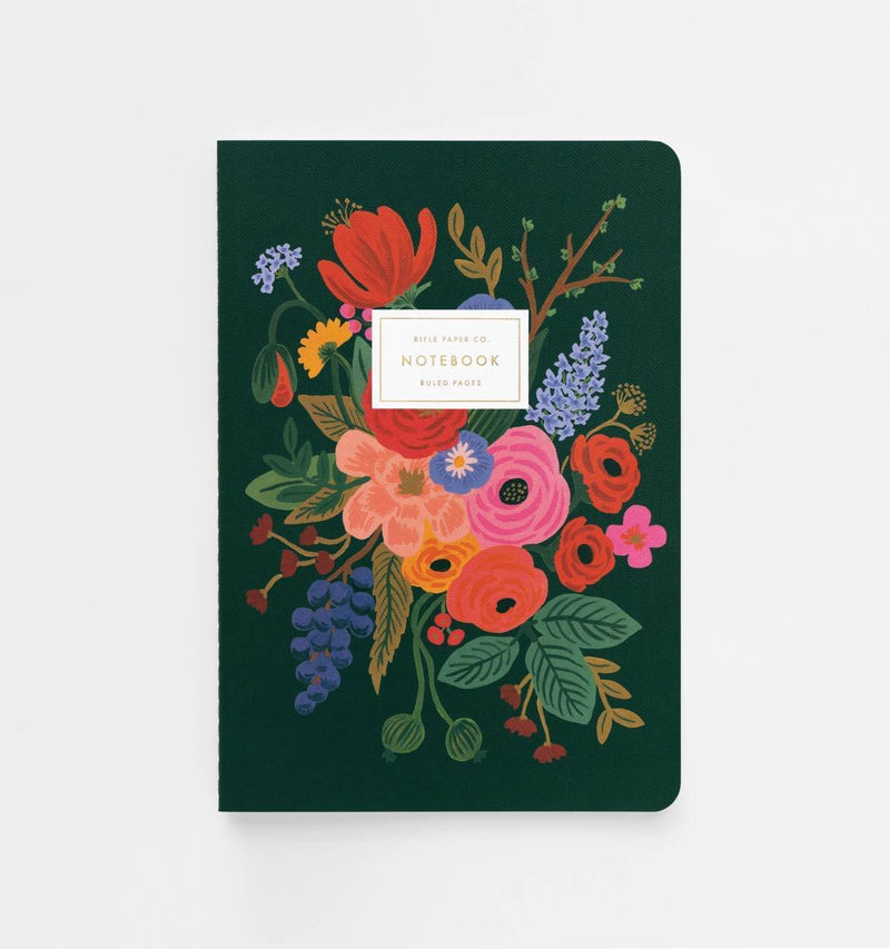 Garden Party Stitched Lined Notebooks, Set of 3