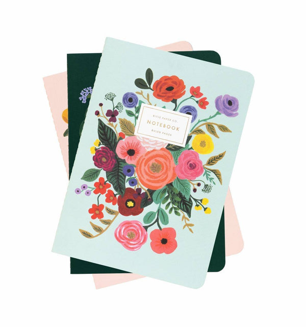 Garden Party Stitched Lined Notebooks, Set of 3