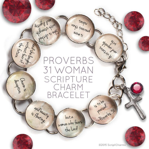 Proverbs 31 Glass Charm Bracelet