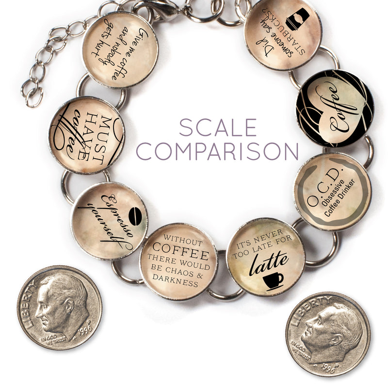 I Love Coffee - Glass Charm Bracelet