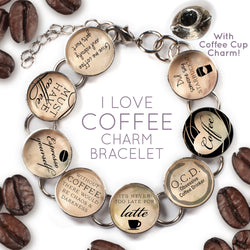 I Love Coffee - Glass Charm Bracelet